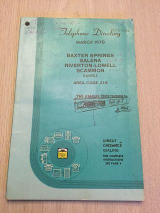 Rare Local Telephone Book Directory 1970 Baxter Springs Galena Scammon Kansas