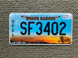 2016 North Dakota Official State Vehicle License Plate Rare Sf 3402