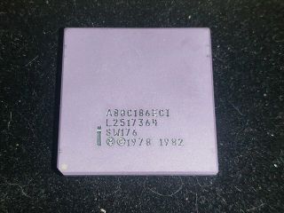 Vintage Rare Cpu Intel A80c186eci Sw176
