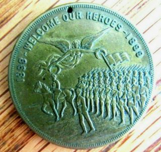 1898 - 1899 Calif Spanish American War Volunteers Medal Marching Down Mkt St Rare