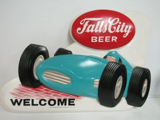 Rare Vintage Falls City Beer Indy Racing Welcome 3 - D Plastic 1964 Sign Sb320