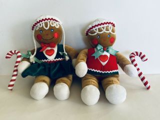 Vintage 1990 Target Christmas Holiday Gingerbread Girl & Boy Set 13 " Plush Dolls