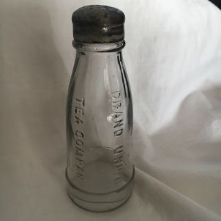 Vintage Antique Grand Union Tea Company Glass 4 3/4 Inch Bottle