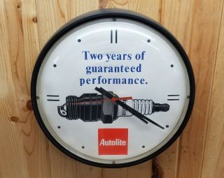 Rare Autolite Spark Plug Wall Clock Automotive Gas Oil Vintage Advertisement