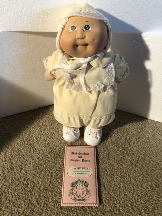 1984 Coleco Cabbage Patch Kid Bald Baby Girl Green Eyes Dimples,