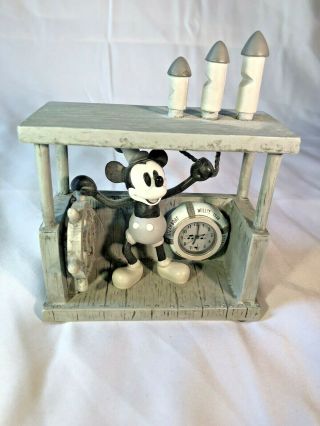 Disney Mickey Mouse Steamboat Willie Desk Clock - Rare Vhtf