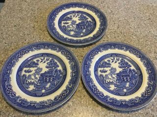 3 Vintage Old Willow Blue Willow Alfred Meakin England Dinner Plate 10 "