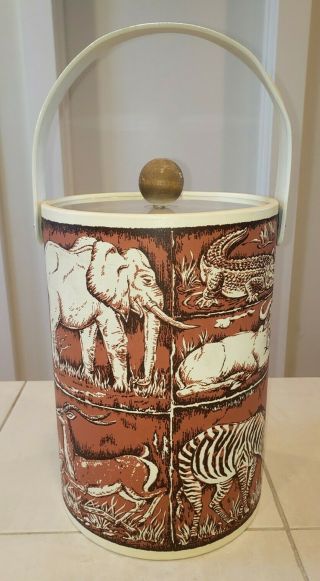 Georges Briard 11 " Tall Vintage African Safari Animals Ice Bucket Rare & Htf Euc