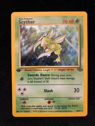 Pokemon Card Jungle 1st Edition Scyther Rare Holo 10/64 Nm