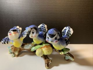 Rare Lefton Norcrest - 2 Blue Jays Bluebirds on Branch Figurine - 3
