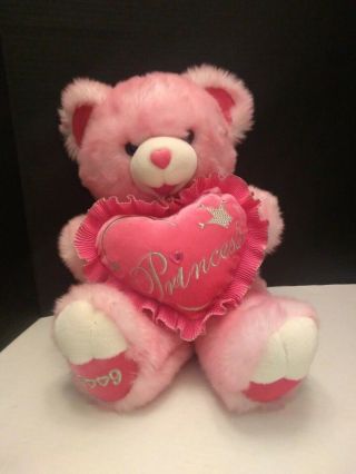 2009 Dan Dee Collectible Large Pink Plush Bear W/ Princess Pillow 18 " Rare