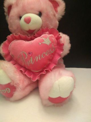 2009 Dan Dee Collectible Large Pink Plush Bear W/ PRINCESS Pillow 18 