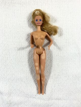 Vintage 1966 Mattel Barbie Doll Blonde Hair Blue Eyes Philippines With Earrings