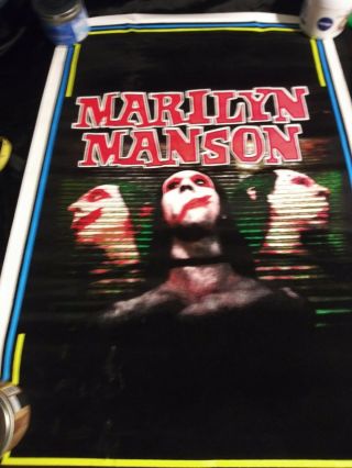 Rare Marilyn Manson 3 Faces Black Light Poster 35x23 Vintage 1997