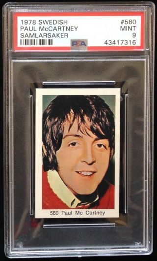 Paul Mccartney Card The Beatles 1978 Swedish Samlarsaker Psa 9 Pop1 Highest Rare
