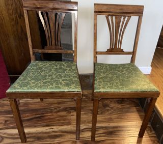 Two Vintage Leg - O - Matic Wooden Folding Chairs,  Two Matching Chairs.  50’s 60’s