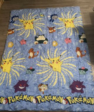 Rare Vintage 1995 1996 1998 Nintendo Pokemon Twin Full Comforter 84 " X64 " Blanket
