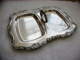 Silverplate Silver On Copper Divided Relish Tray Bonus Basket Nut Trinket Dish