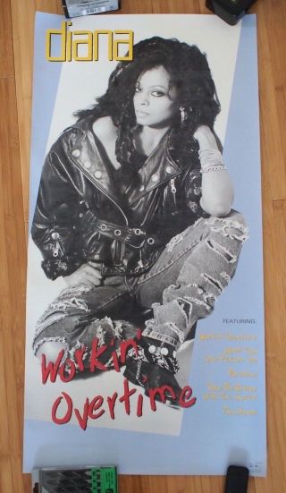 1989 Diana Ross Workin Overtime Promo Double Sided Poster 18x36 Vintage Rare