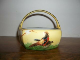 Very Rare R S Germany Hand Painted With Pheasants Handled Bowl