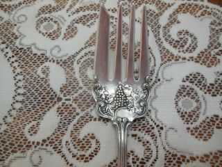 American Silver Co Silver Plate Moselle Cold Meat Fork Pat 4 10 1906 Grape Vine