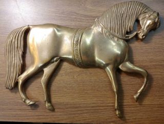 Horse Pony Vtg.  Antique Metal Brass Horse Wall Hanging