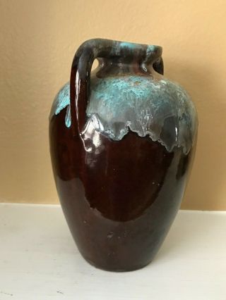 RARE - Antique Brown Glazed Art Pottery Vase Hand Mark 