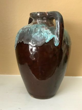 RARE - Antique Brown Glazed Art Pottery Vase Hand Mark 
