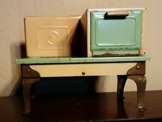 Antique Vtg Miniature Salesmans Sample Stove Oven Electric Childrens 1930 Metal