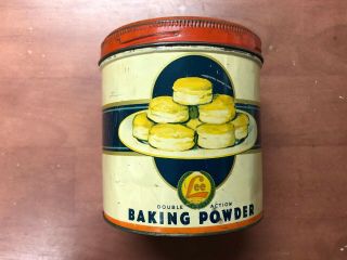 Rare Vintage H.  D.  Lee Mercantile Co.  Baking Powder 1 Pound Tin Salina,  Kansas 2