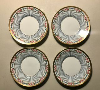 Rare Set Of Four Christian Dior China Dior Rose 6” Cup Saucers/desert Plates