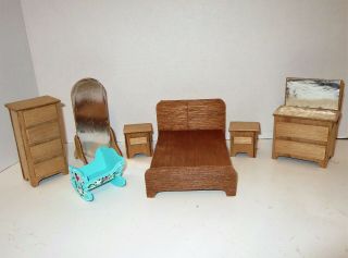 Dura - Craft Miniature 1:12 Dollhouse Bedroom Furniture - Wood Ready To Paint Ooak