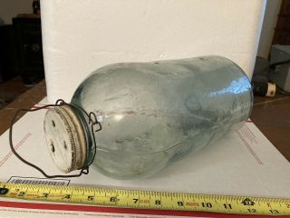 Antique Aqua Blue Glass Jar Minnow Trap Mcswain Jr.  Bait Trap Jonesboro Ark Rare