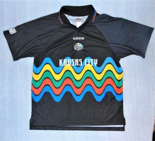 Rare Vintage 1998 Adidas Kansas City Wizards Rainbow Home Jersey Size L