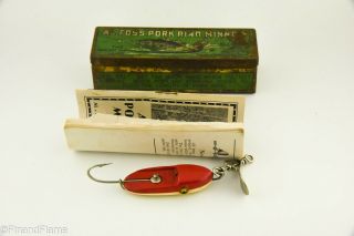 Vintage Al Foss Oriental Wiggler Antique Fishing Lure In Tin Box Lc16