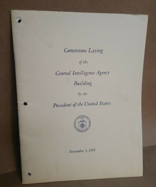 Rare 1959 Corner Stone Laying Of The Central Intelligence Agency Program.  Cia