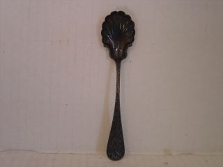 Vintage Sterling Silver Sugar Spoon With Shell Bowl Marked 30 W And Animal