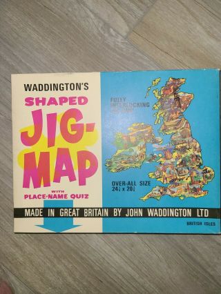 Vintage Waddingtons Jig - Map Shaped Jigsaw Puzzle British Isles Rare Complete 560