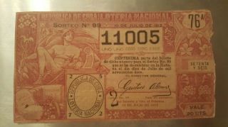 Rare 1912 & Antique Lottery Ticket/loteria 11005