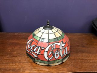 Vintage Coca - Cola Stained Glass Lamp Shade Real Glass,  Very Rare