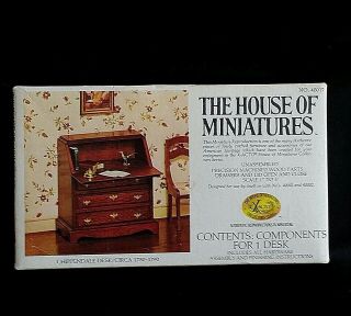 House Of Miniatures Wood Chippendale Desk Kit Slant Front Box X - Acto No.  40017