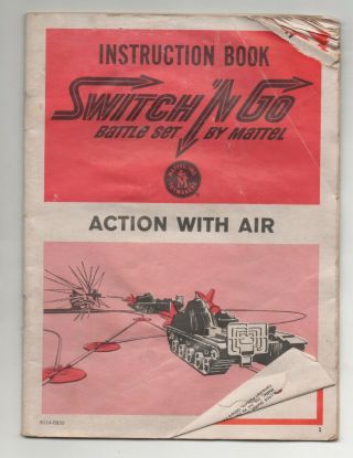 1965 Instruction Book Switch N Go Battle Set By Mattel Action With Air