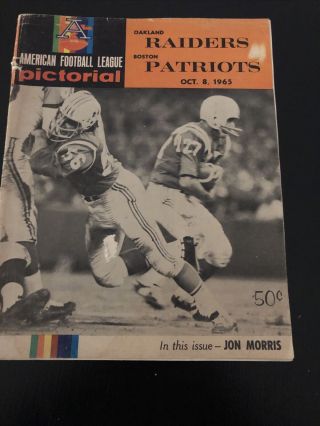 Rare Afl Boston Patriots - Oakland Raiders Game Program Oct.  8,  1965
