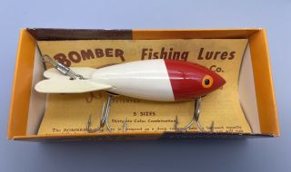 Vintage Fishing Lure Bomber Bait Co.  Red Head 504 W/box & Paperwork Cond.