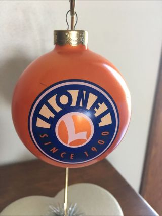 Lionel Train Glass Ball Christmas Ornament Orange Blue 3” Rare