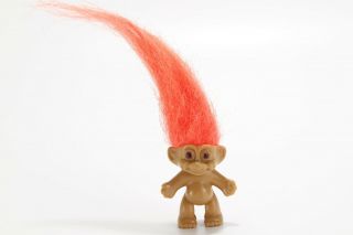 Vintage Rare Old Mini Troll Make A Wish Orange Hair Pencil Topper Hasbro Hellas