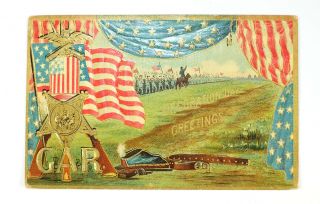 Gar Grand Army Republic Embossed Patriotic Antique Post Card Civil War Veterans