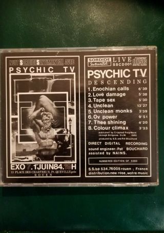Psychic TV Descending - Genesis P - Orridge (Breyer P - Orridge) Rare,  5,  000 printed 2