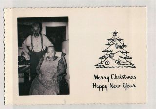 Vintage Merry Christmas Happy Year Photo Greeting Card Elderly Couple