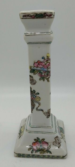 Chinese Antique Famille Porcelain 7 " Tall Hand Painted Candlestick Holder